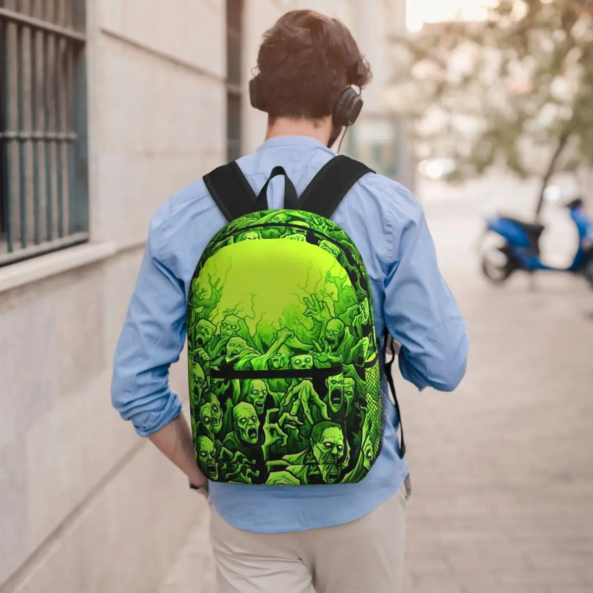 Ghost Skull Print Luminous Horror Night Halloween Backpack Student BookBag Kids School Bag Laptop Shoulder Bags for Men Women