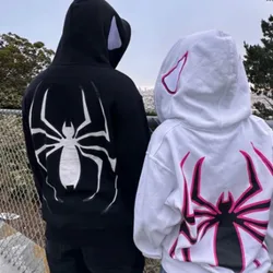 Full Zip Up Spider Hoodie Women Men Streetwear Harajuku Graphic Oversized Jacket Hood Shirt Punk Gothic Y2K Clothes Sweatshirt