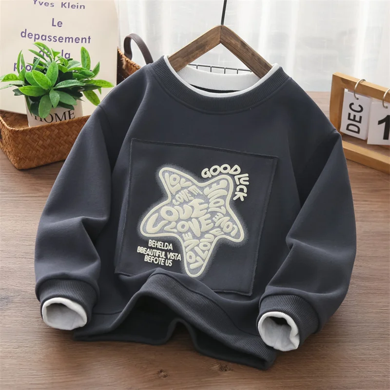 Boys Hoodies Sweatshirts Cotton Tops Outwear 2024 Stars Spring Autumn Kids Christmas Gift Sport Children's Clothing