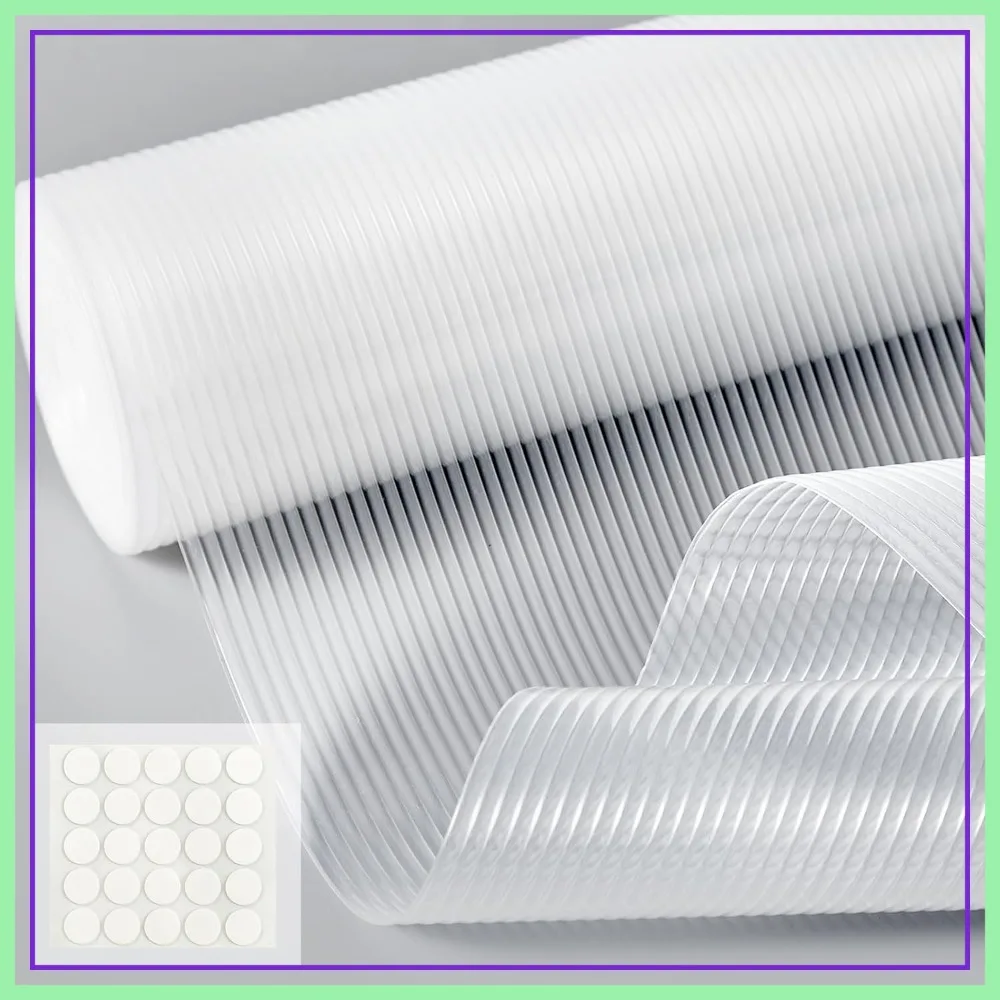 

Clear Non Adhesive EVA Shelf Liner, Non Slip for Kitchen Cabinets, Waterproof, 18" x 360" White Transparent Grip