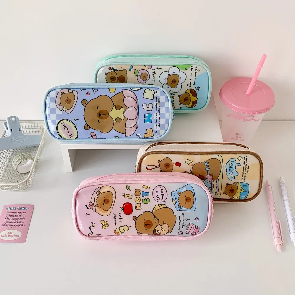 

Desktop Storage Cartoon Capybara Stationery Bag Large Capacity Stationery Capybara Pencil Case Cosmetics Card Pen Animal