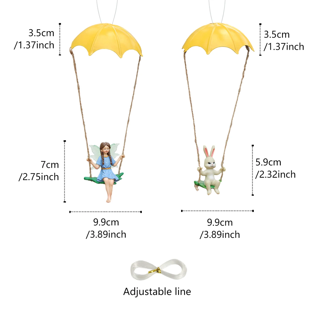 2pc Parachute Fairy and Rabbit, Easter Decoration Pendant, Creative Garden/Home Decoration Pendant