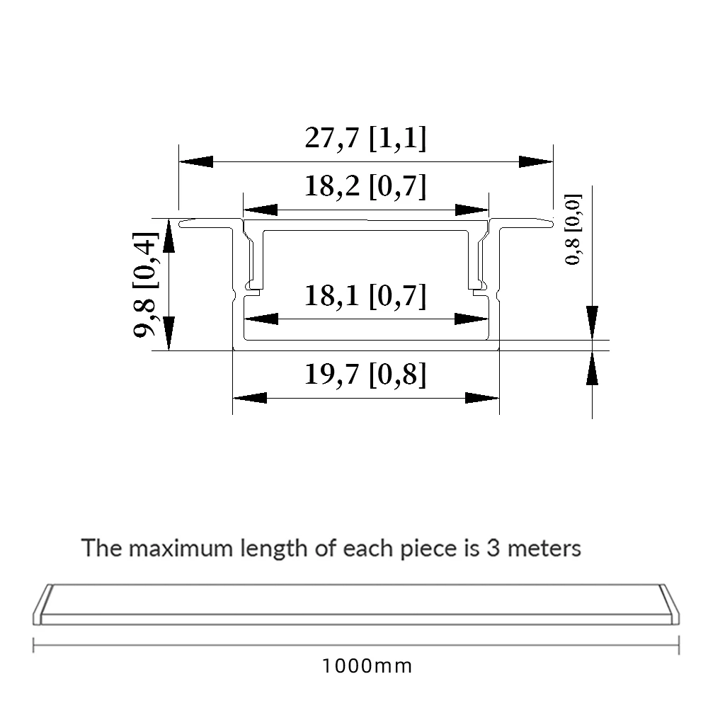 

20×10mm 1m Aluminum Profile LED Strip Light with Aluminium LED Strip Profile for Various Shapes on Wall and Ceiling