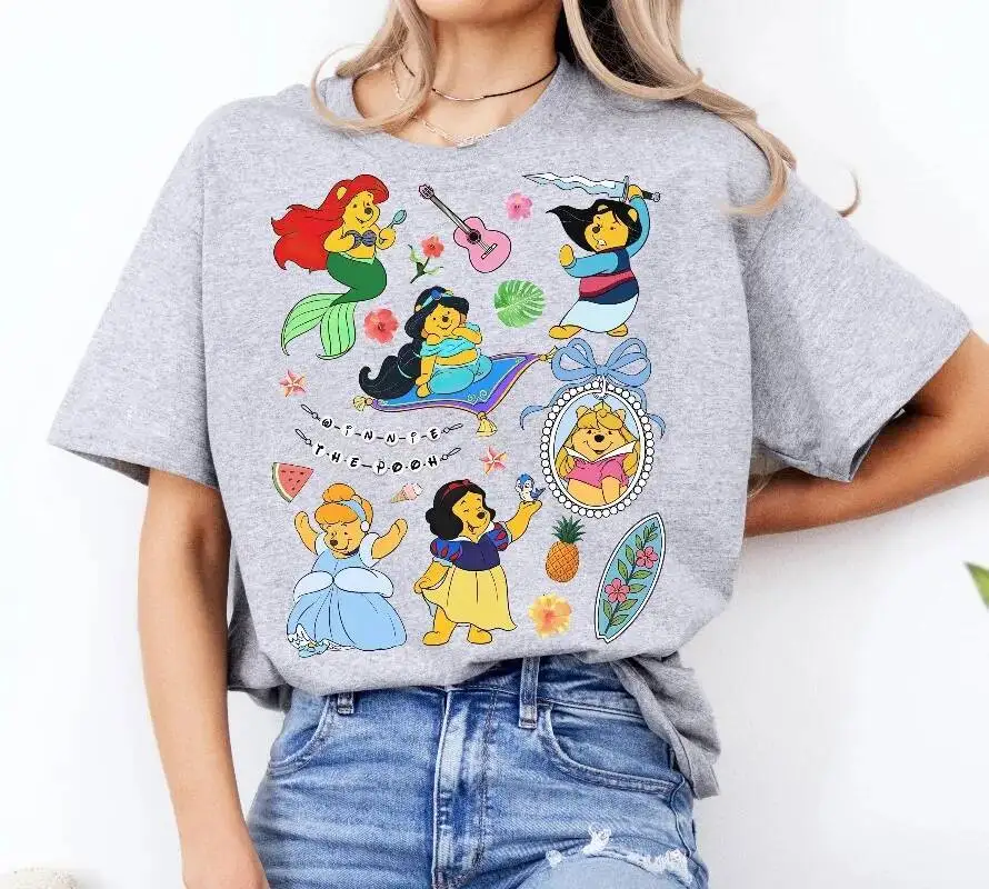 كوكيت الانحناء المائية مضحك زي الأميرة قميص ويني ذا بوه ارييل ياسمين مولان حسناء سنو وايت أورورا المحملة