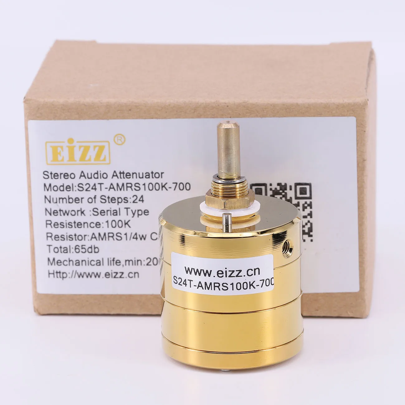 1PC EIZZ Stereo 100K 24 Steps Volume Potentiometer LOG Premium Stepped Audio Attenuator AMRS Resistors For Hifi Audio DIY