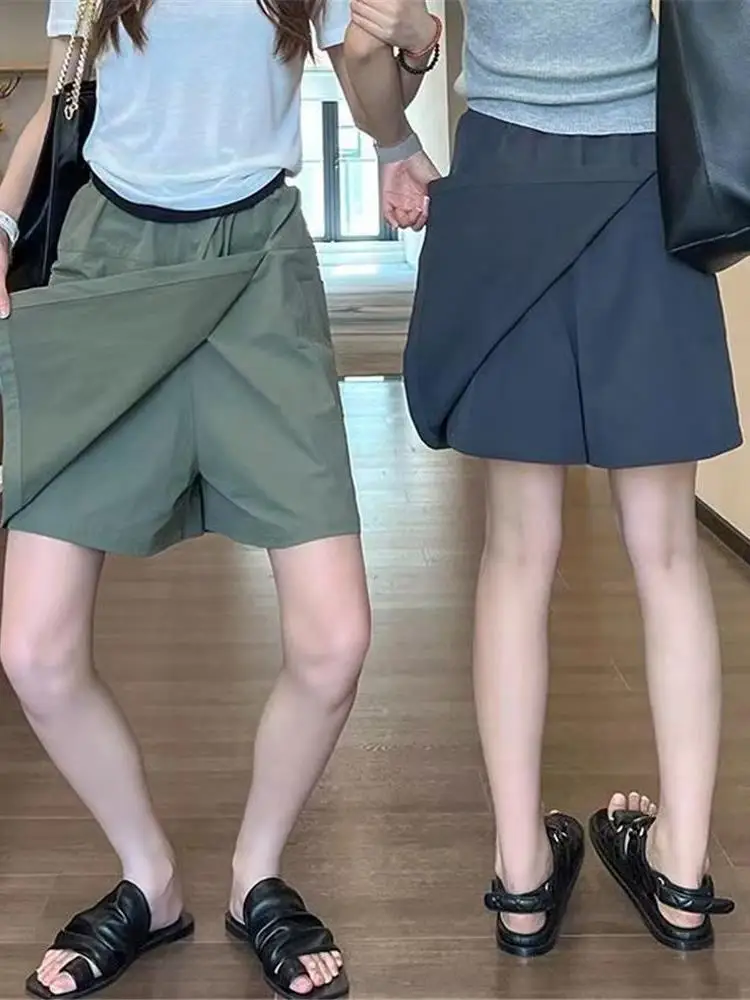 New Summer Women's High Waist Loose Casual Sun Protection Skirt Pants Anti-Light Semi-Body Short Shorts Versatile All-Match
