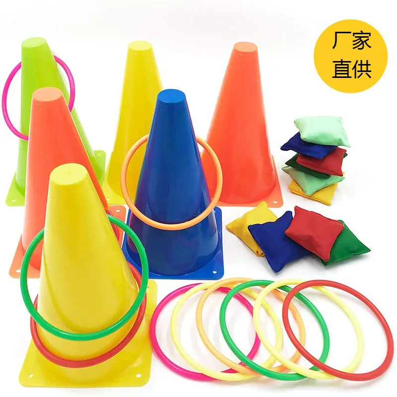 Plastic Ringen Markering Vat Set Kids Ring Toss Booth Carnaval Tuin Sport Speelgoed Gooien Snelheid Training Games Willekeurige Kleur
