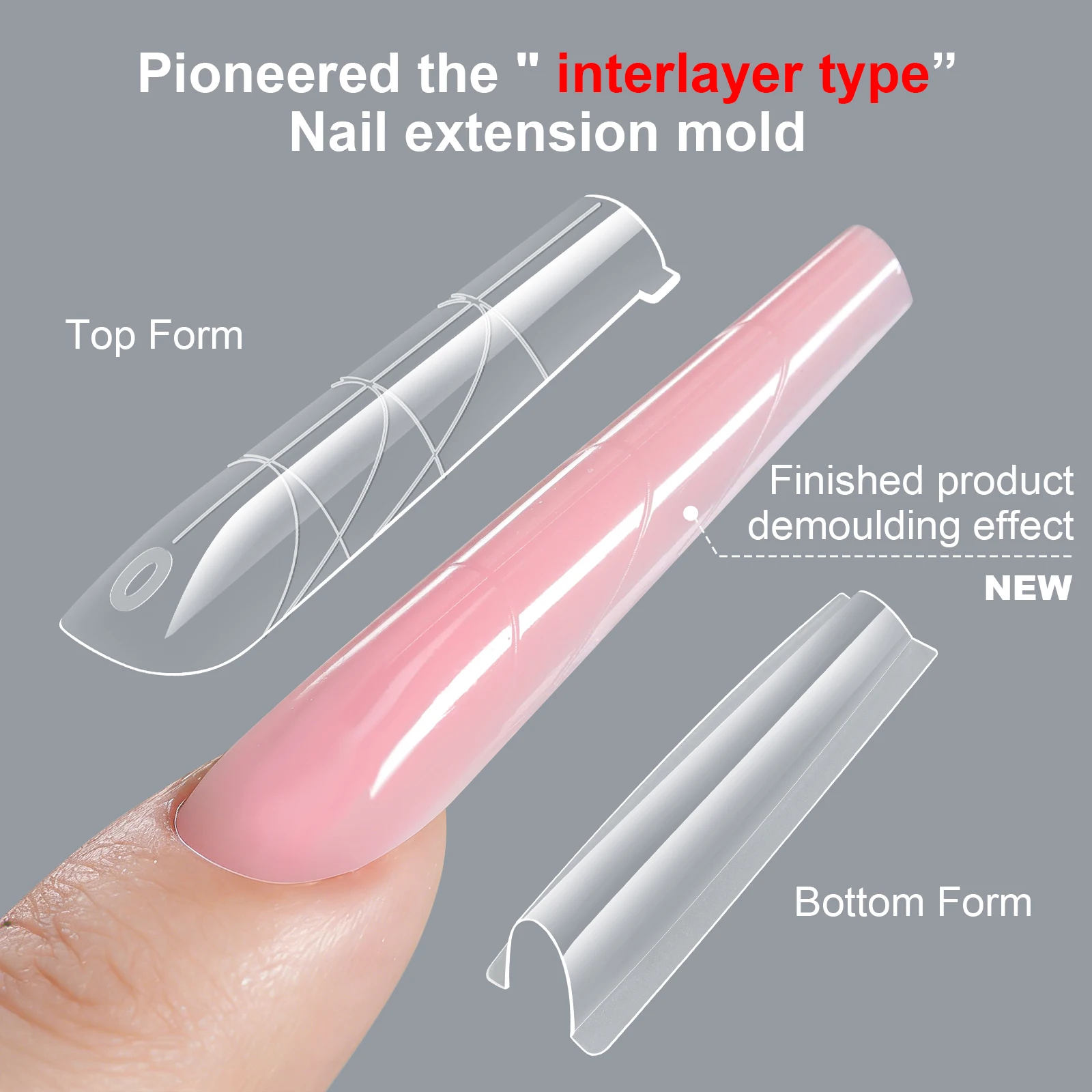 256Pcs Sandwich Nail Dual Extension Quick-Building Gel Form 128Pcs Top Mold & Bottom Mold Full Cover Acrylic Nail Extension Form_voghion.com