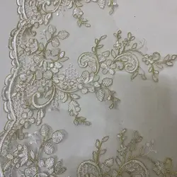 1 Yard New Exquisite Light Gold Thread Cording Embroidery Lace Dress Home Textile Trimming Lace DIY Decorative Accessories 25cm