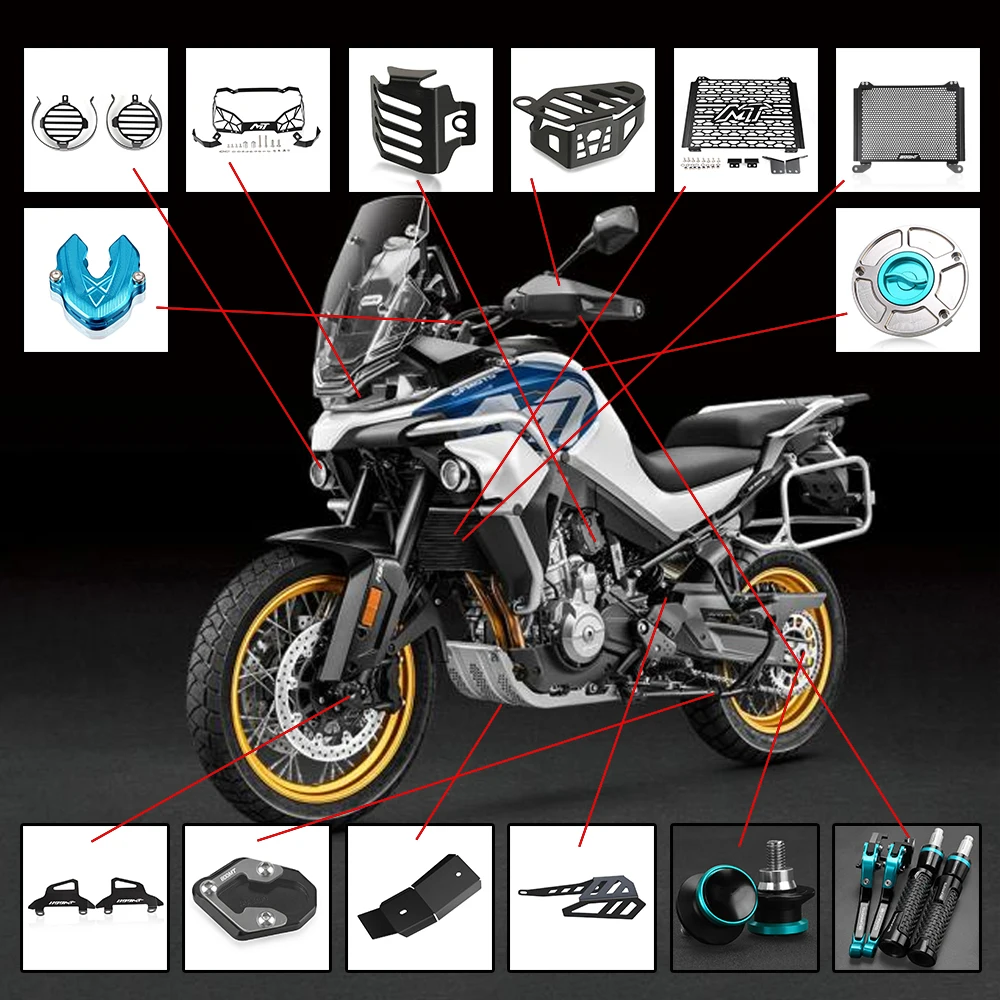 For CFMOTO 800MT 800 MT N39° 2021 2022 2023 Motorcycle 800mt Accessories Radiator Grille Guard Cover and Front Chain Guard Cover