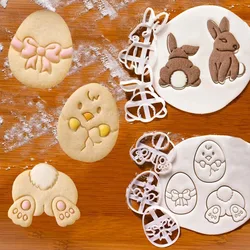 Easter Bunny Egg Cookie Cutter Embosser Mold Rabbit Chick Fondant Biscuit Cutter Baking Tools Happy Easter Party DIY Decoration