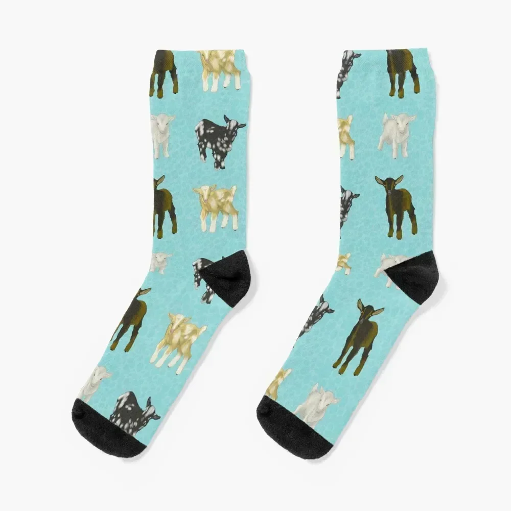 

Baby Goats Pattern Blue Socks luxe set warm winter Socks Men Women's