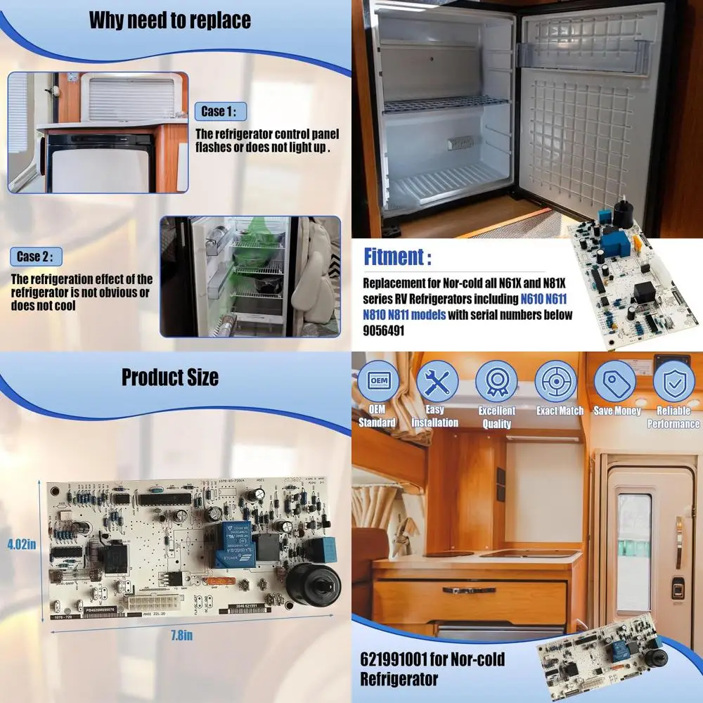 

621991001 Power Control Board for Norcold N611/N610/N811/N810 with Serial Number Below 9056491 Replace 621991001 RV Refrigerator