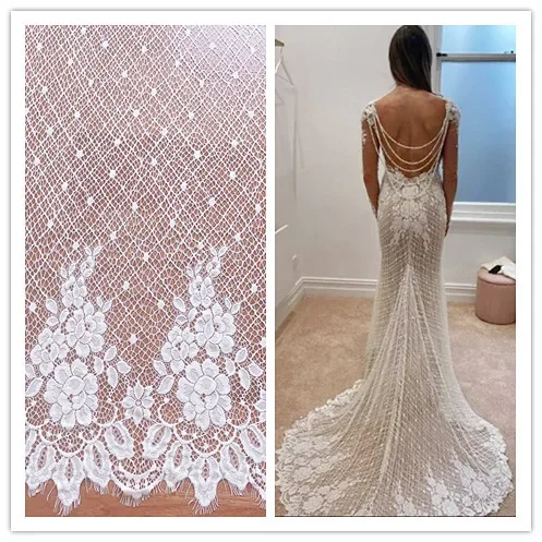 

Thick Soft Lace Fabric for Wedding Dress, Eyelashes Pressure Yarn, Geometric Flower Decoration Accessories, New Style, RS3771