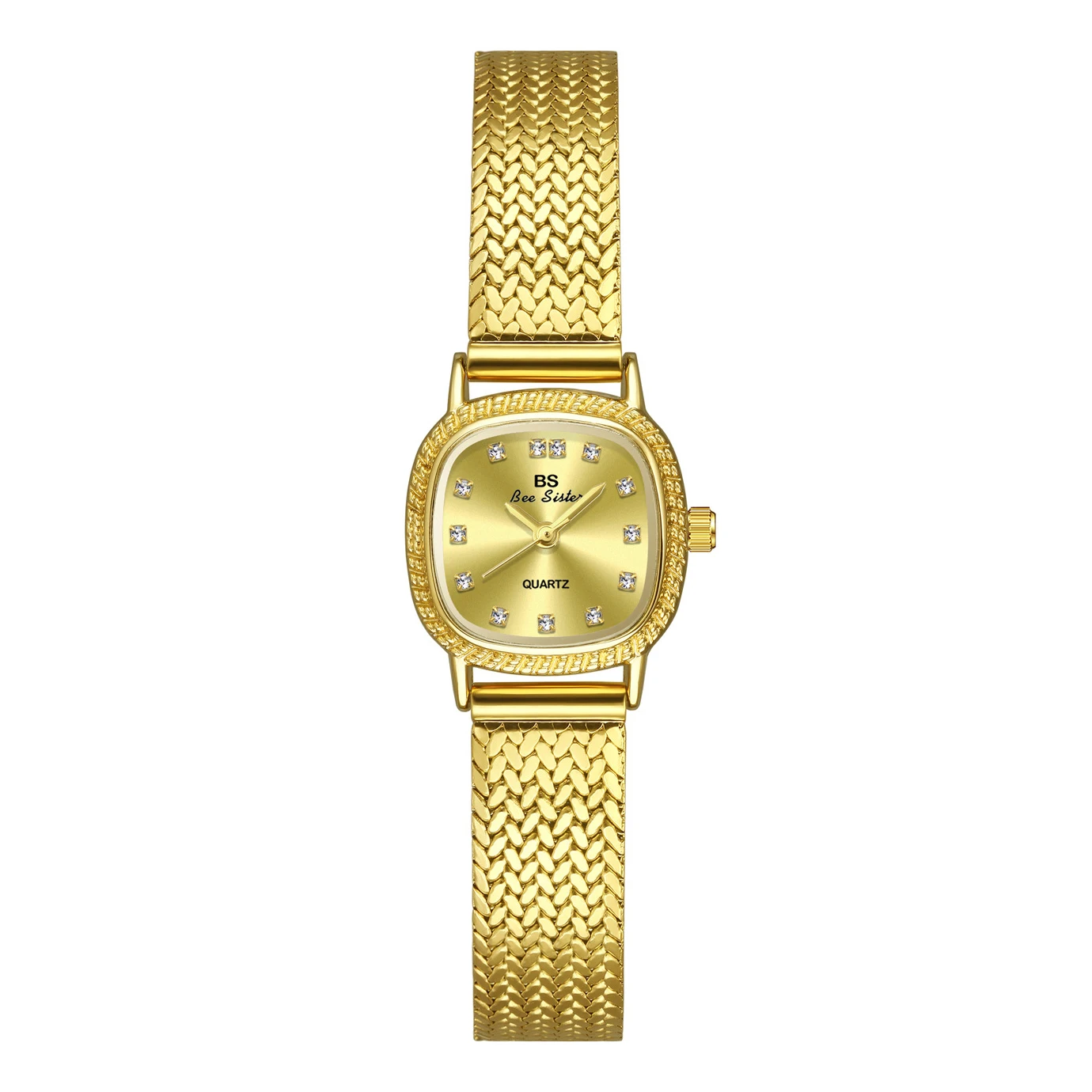 2024 New Women\'s Watches Golden Vintage Watch Stainless Steel Wheat Strap Minimalist Luxury Quartz Wristwatch For Women