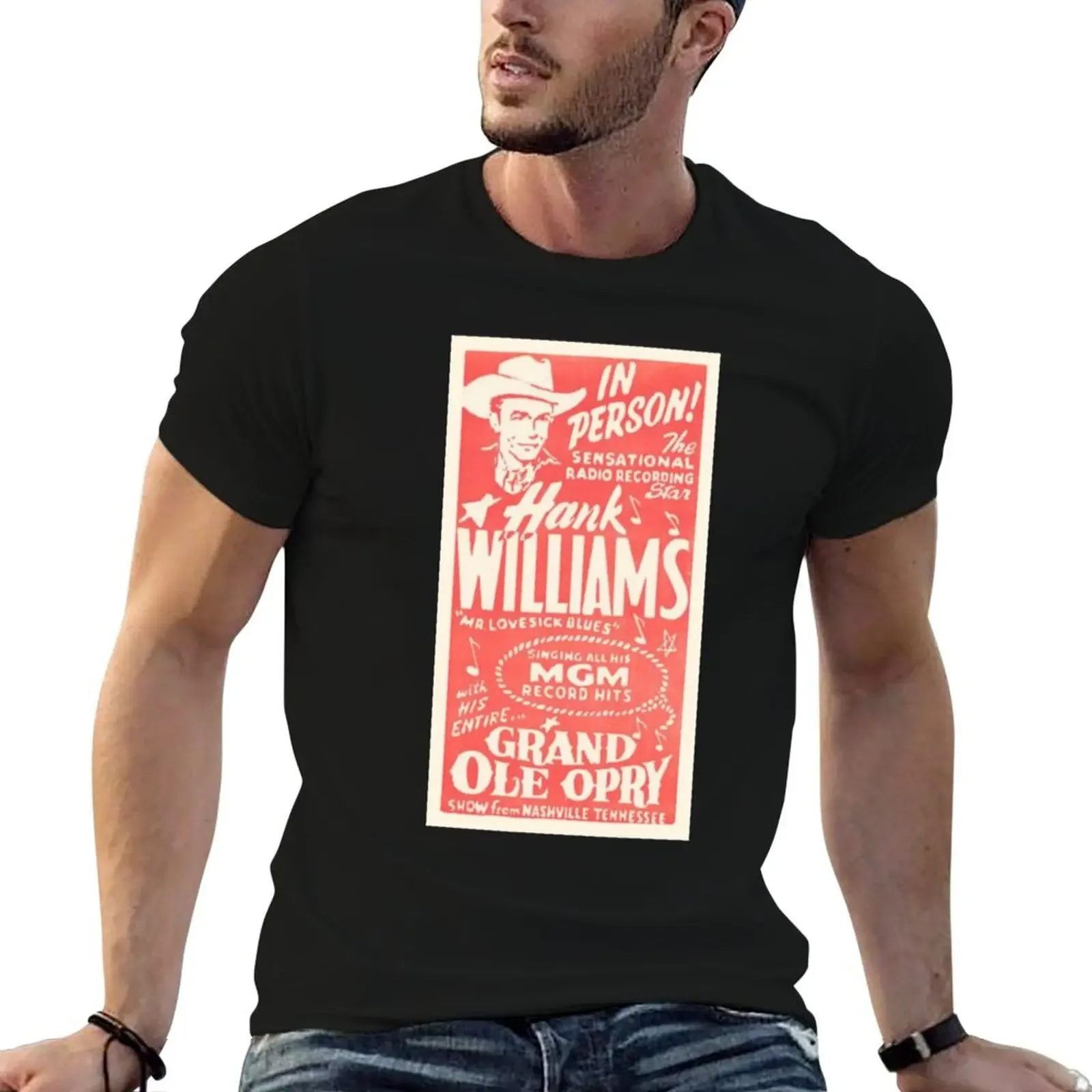 Hank W.illiams Vintage G.rand Ole O.pry Poster T-Shirt tees funny gifts Short sleeve tee cotton t shirt men