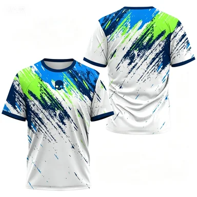 Men's T-shirt Round Neck Short Sleeved Color Printed Tennis Running Casual and Comfortable Outdoor Sportswear Top view 3
