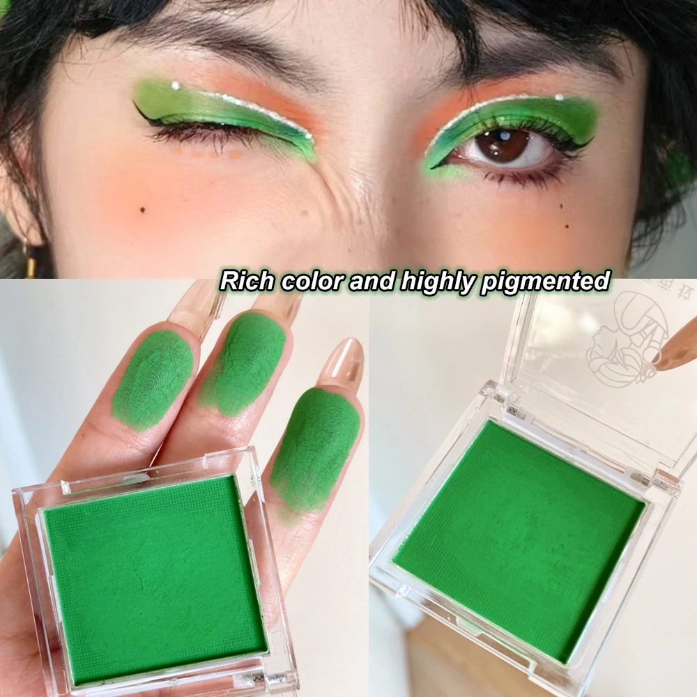 グリーンアイシャドウ、クリスマスメイク、高彩度、マットステージメイク、イエロー、ブルー、レッド、パープル、インテンスカラー高彩度