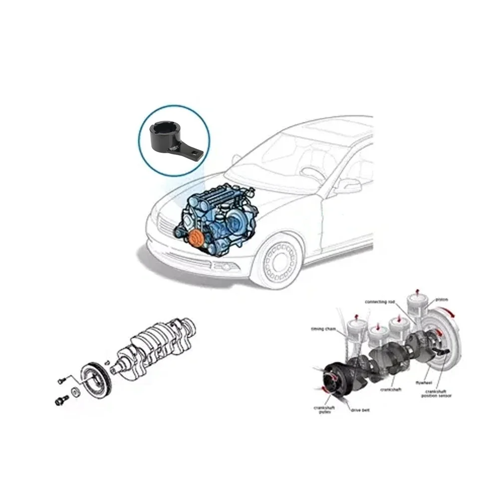 Support de maintien de poulie d'amortisseur de vilebrequin, outil harmonique avec boulons de manivelle en fer noir de haute qualité pour Toyota Lexus