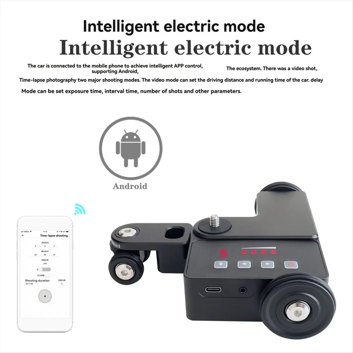 (ABDH) Nuevo Dolly Motorizado para Cámara, Slider Ultra Silencioso para GoPro Hero 12, iPhone 15 Pro Max, Samsung S23