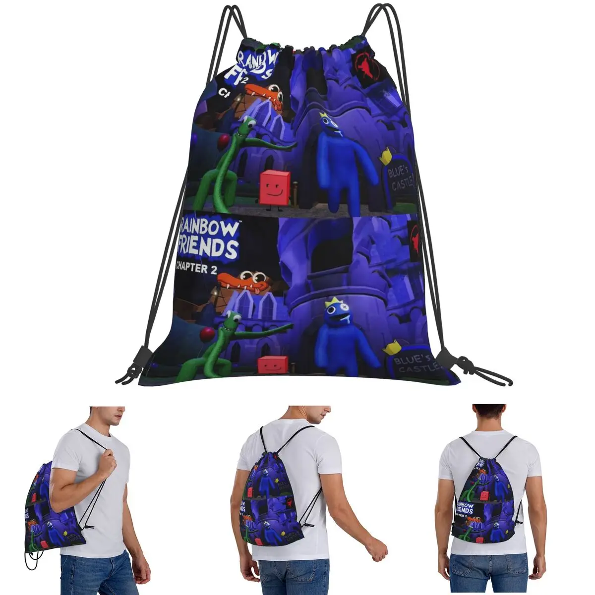 Rainbow Friends Backpacks Multi-function Drawstring Bags Sports Bag Book Bags for Travel School