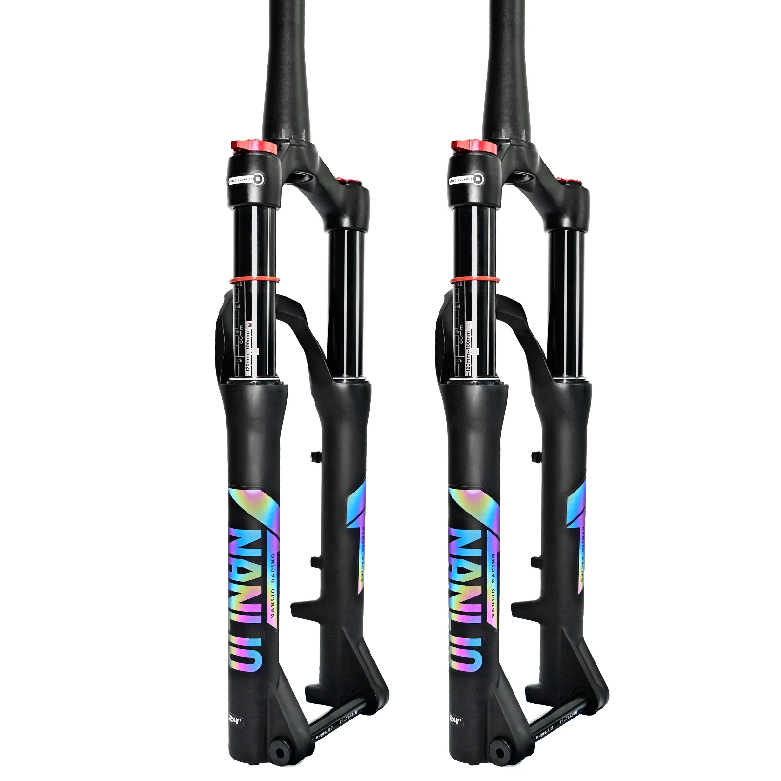 Nanlio Youth Mountain Bike Shock Bicycle Suspension Forks 20 or 24 Inch 100 120 140mm Shoulder Lock Oil and Gas Fork 100x9/15MM