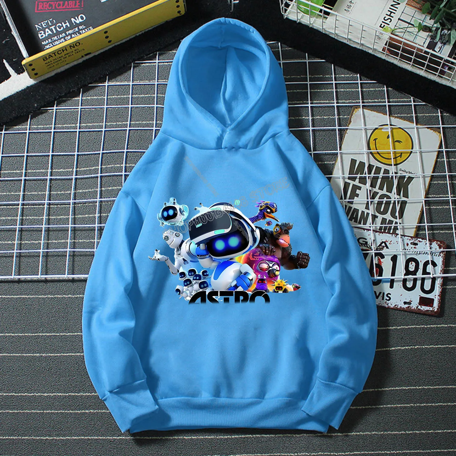 Astro Bot Thin Hoodie for Children Cute Cartoon Clothing New Hot Game Figure Clothes Fashion Blue Sweatshirt Kids Birthday Gift