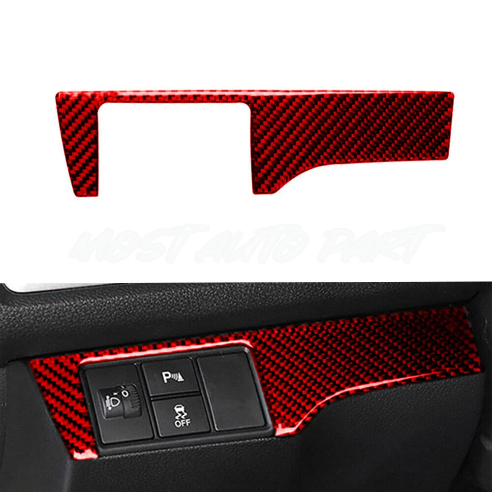 Red Carbon Fiber Interior Accessories Kit Cover Trim For Honda Civic 2016-2021 19pcs Interior Whole Kit