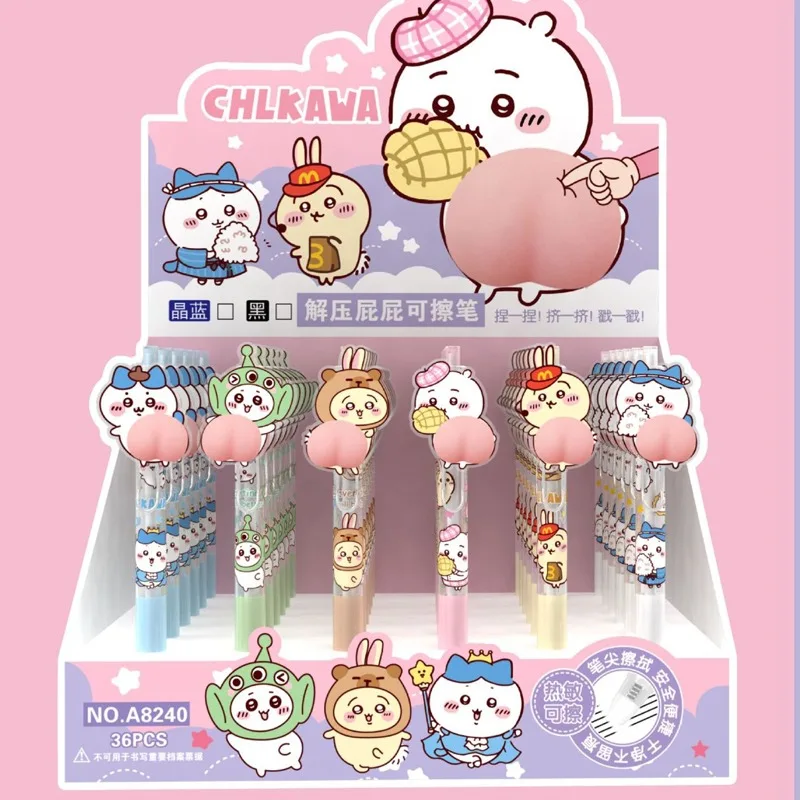 

6Pcs/Set Kawaii Cartoon Butt Mechanical Gel Pens 0.5mm Cute Ballpoint pen Korean Stationery Press Pens Kids Toys