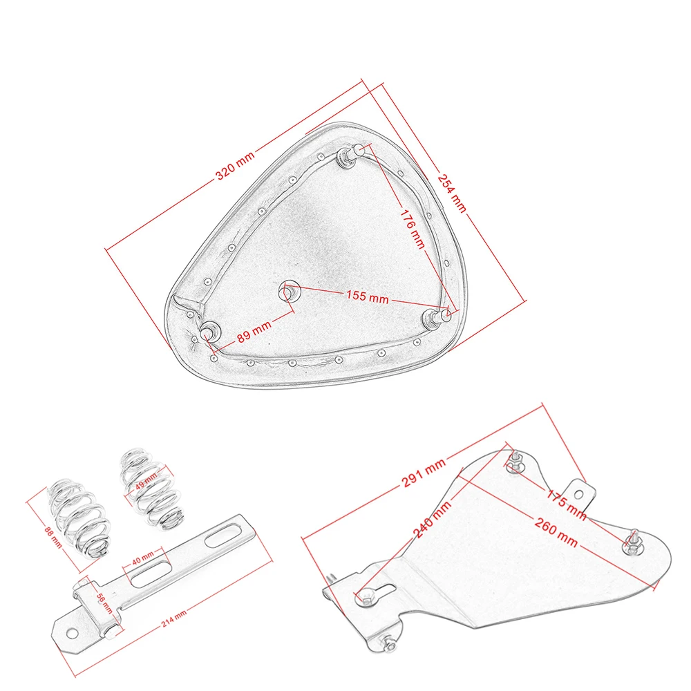 Motorcycle Solo Seat with Baseplate and Springs Bracket Sitting Cushion Mounting Kit for Harley Sportster Bobber Chopper