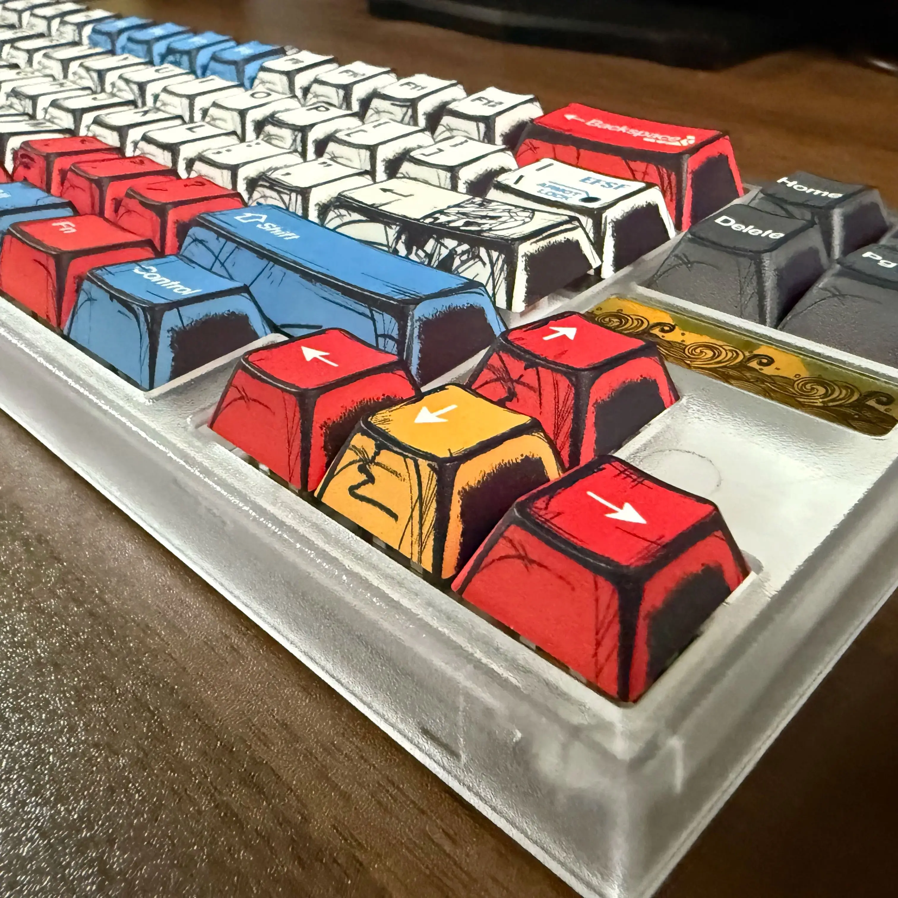 

Cherry Profile Gacha Comic Key Caps Red Blue White Customized Personalized Mechanical Keyboard Keycaps for Game Office Home Work