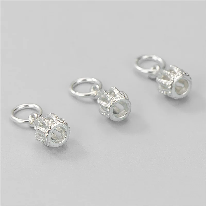 1pc 925 Sterling Silver Fine Circle Crown Necklace Charms 9.5x5mm Handmade Bracelets Bangles Entire Silver Pendants DIY Jewelry