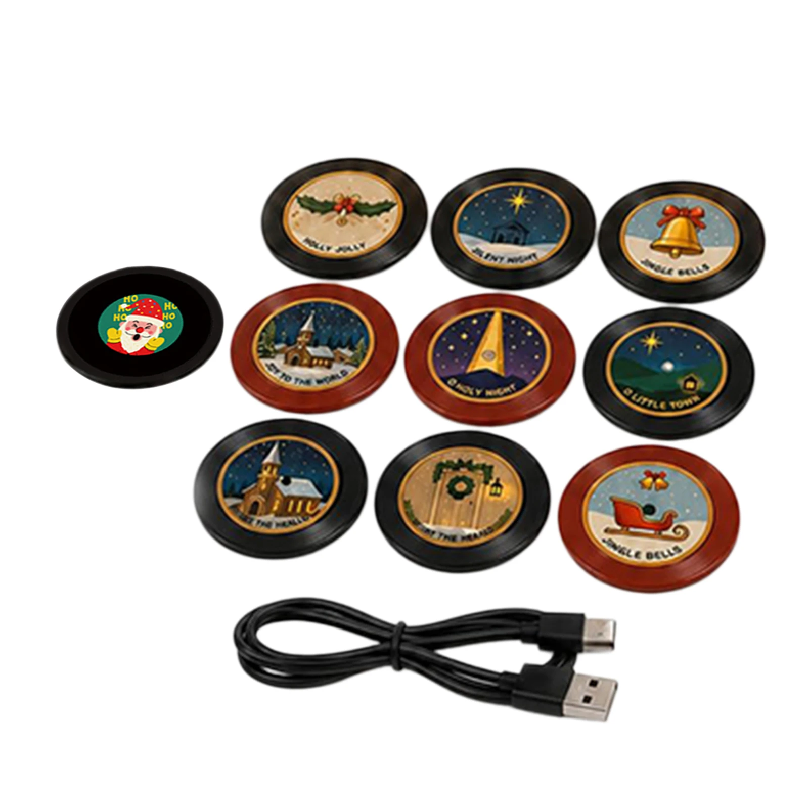 NFC-compatible Mini Vinyl Record Player Rotating LED Night Light Fridge Magnet Retro Turntable Magnetic Base Kitchen Gift