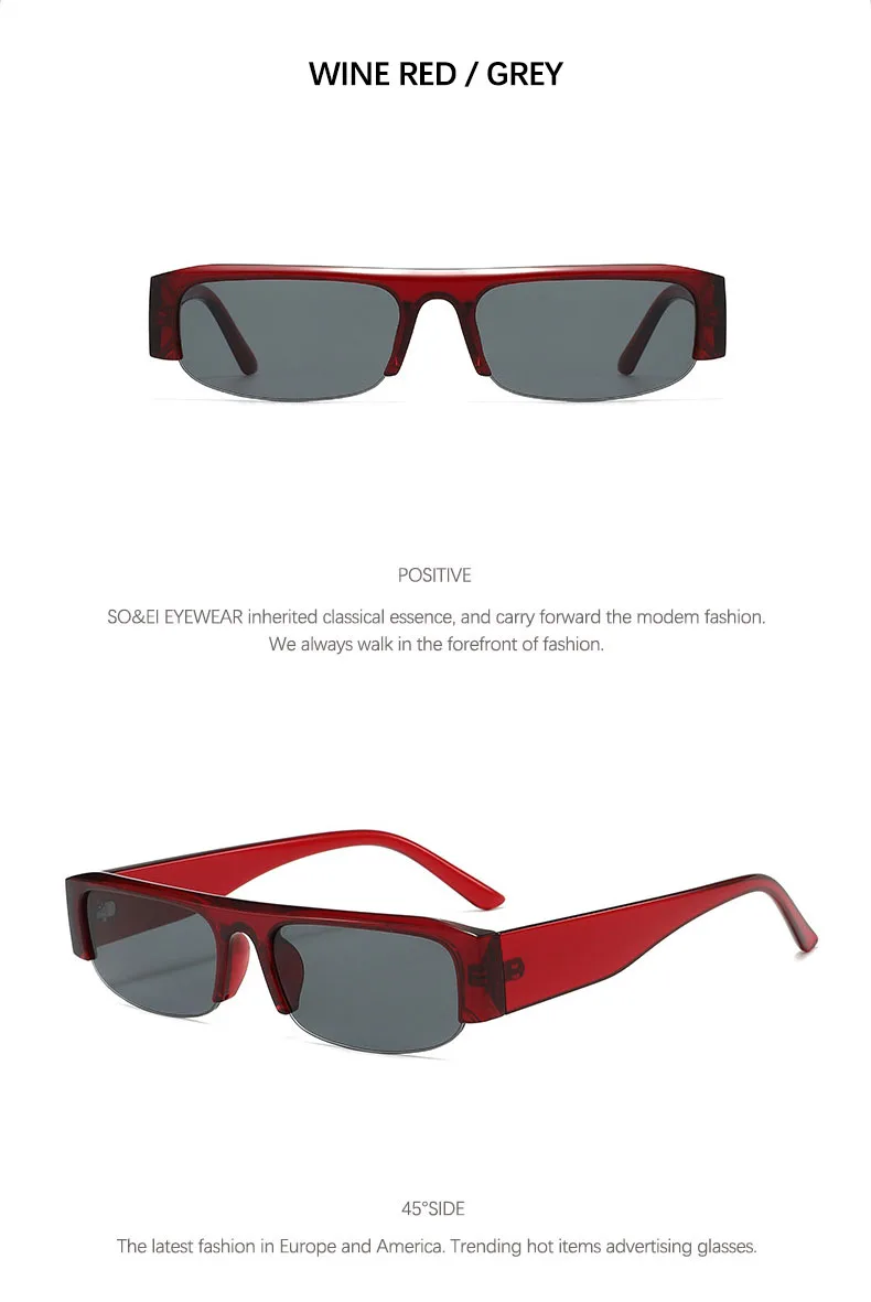 SO&EI Metallscharnier Kleine Rechteckige Sonnenbrille Photochrome Gläser UV400 Modische Halbrahmen Blaulichtfilter Brillengestelle – Detail 8