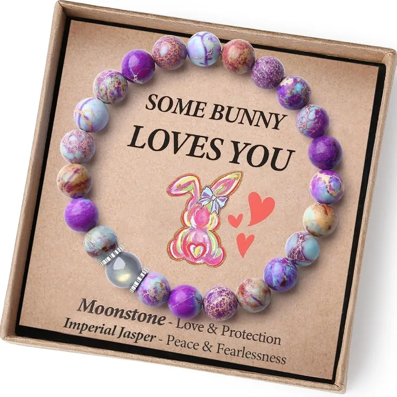 

Gifts for Kids Easter Basket Stuffers Teens Girls Teenage Tween Unique Gift Moonstone Bracelet Toddler Essentials Bunny Cards