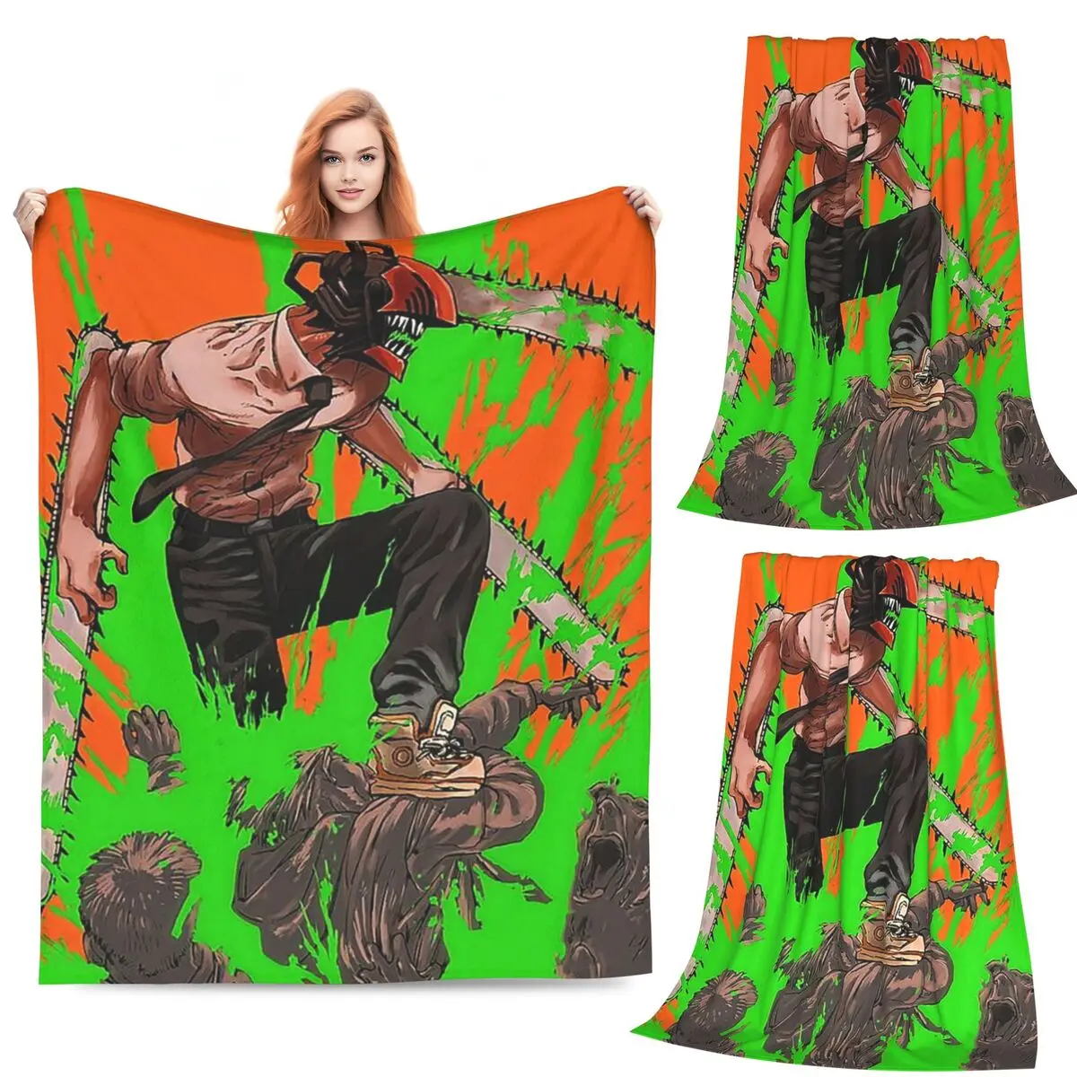 

Одеяло Denji с бензопилой в стиле аниме, фланелевое одеяло для дивана, супер мягкое одеяло для дома, спальни, офиса, покрывало, одеяло