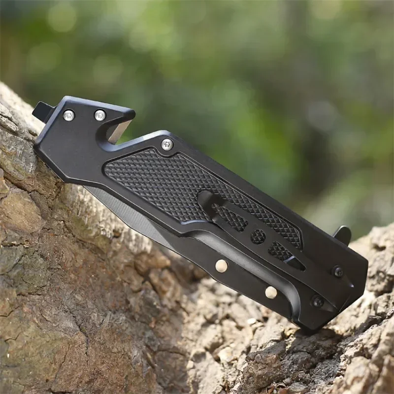 High Hardness Multifunctional Outdoor Folding Knife Blackened Steel G10 Handle Self-defense Pocket Knife Hunting and Fishing