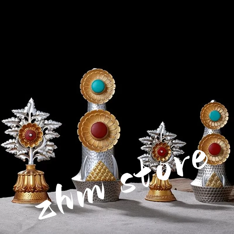 

2 Size Offered Duoma Shizi Colored Plated Buddhist Suppliers Tibetan Tranic Resin Carving Putting Decorate Instruments