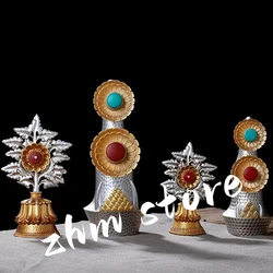 2 Size Offered Duoma Shizi Colored Plated Buddhist Suppliers Tibetan Tranic Resin Carving Putting Decorate Instruments