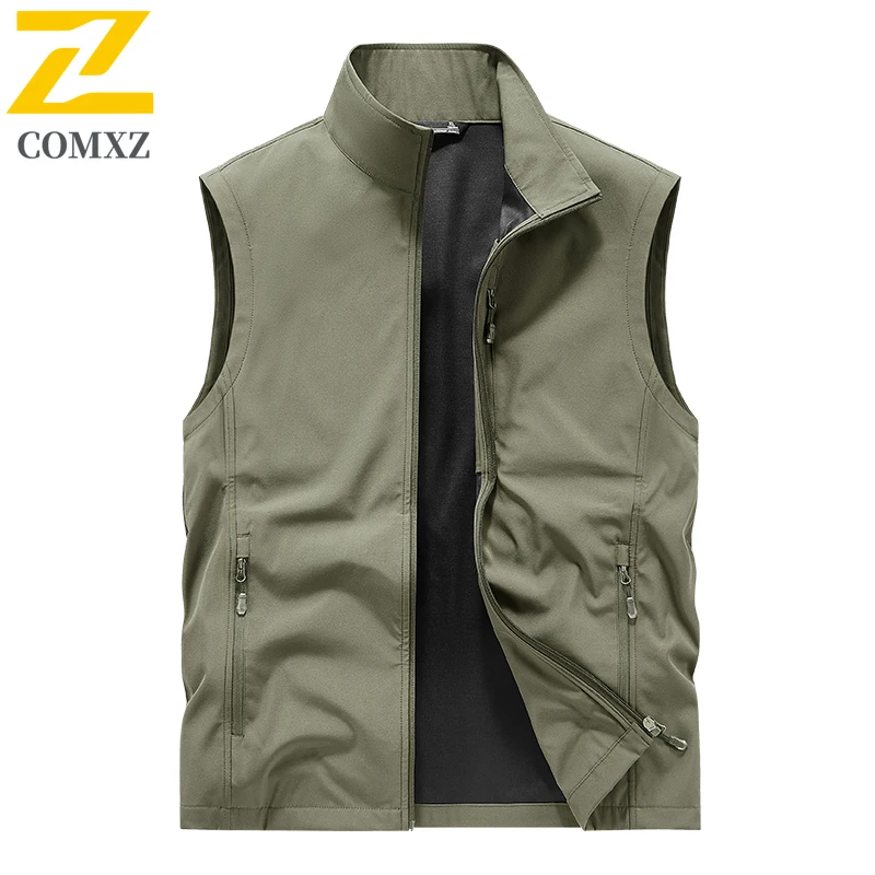 2025 New Autumn Men's Vests Outdoor Camping Fishing Sleeveless Vest Men Many Pocket Tool Gear Loose Thin Vest Male Waistcoat