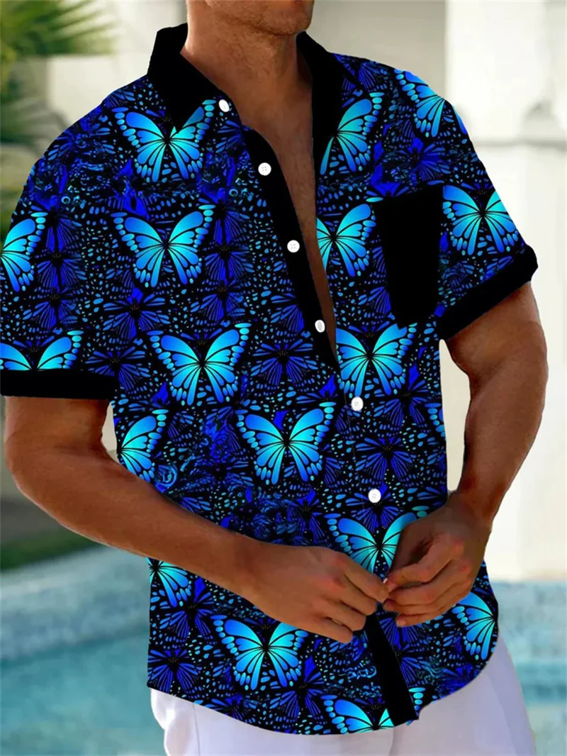 2025 Hawaii Men's Short sleeved Shirt Happy Rainbow Design Summer Fashion Casual Street Wear Men's Wear