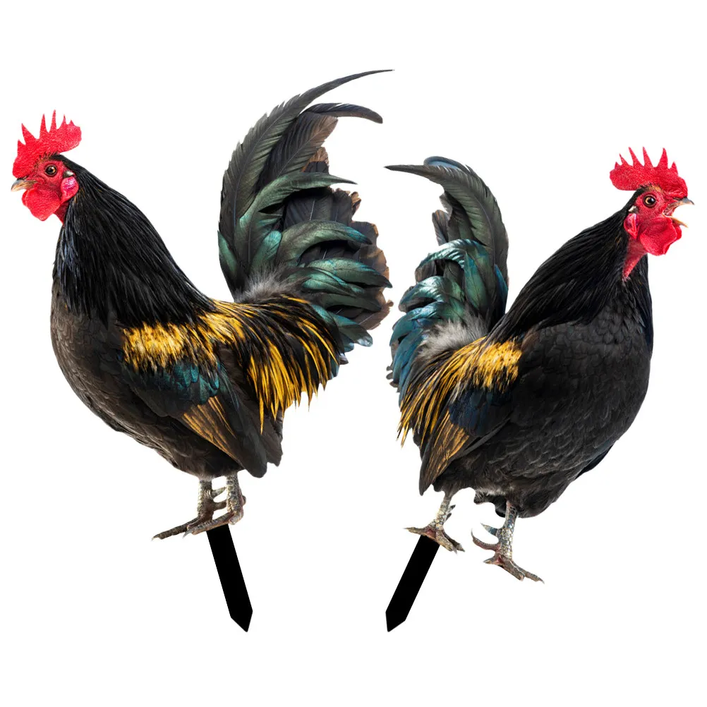 

2 шт. акриловых декоративных куриных фигурок на колышках для сада, двора, газона, уличного декора