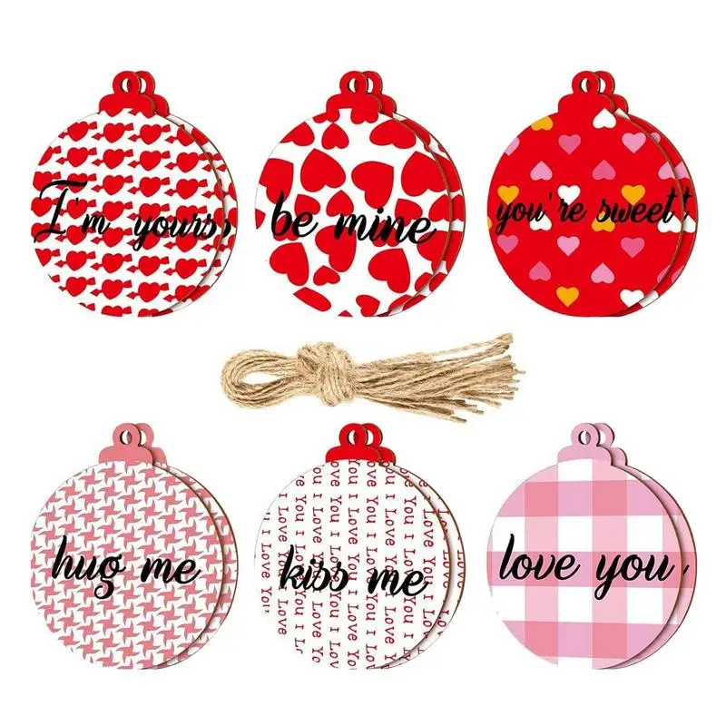 Wood Valentines Ornaments Valentines Wood Tree Decorations Ornaments 12 Pieces Exquisite Festive Decorations For Living Room