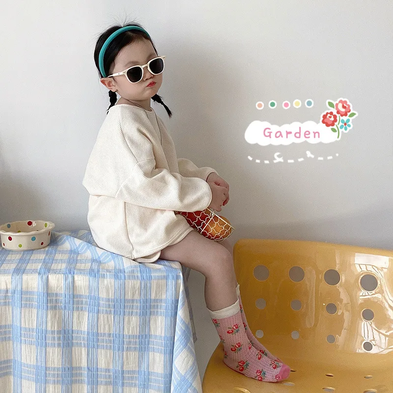 Spring Summer Socks Girls Thin Sock With Mesh Flower Pattern Cool Socks For 1-12 Year-old Baby