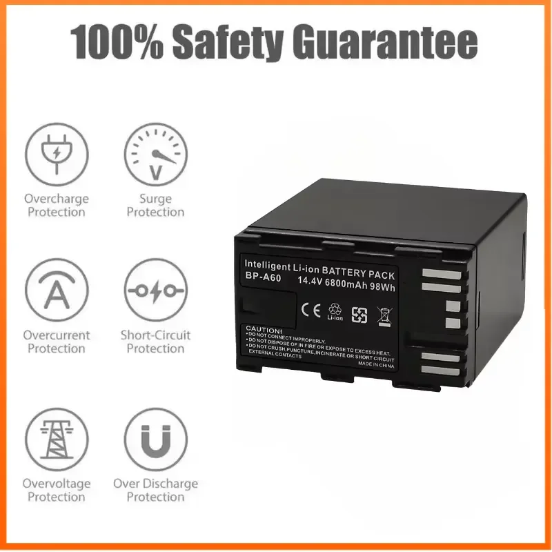 6800mAh 14.4V BP-A60 Replacement Camera Battery for Canon CA-CP200L EOS C200 C200 PL C200B C300 Mark II XF705 Battery