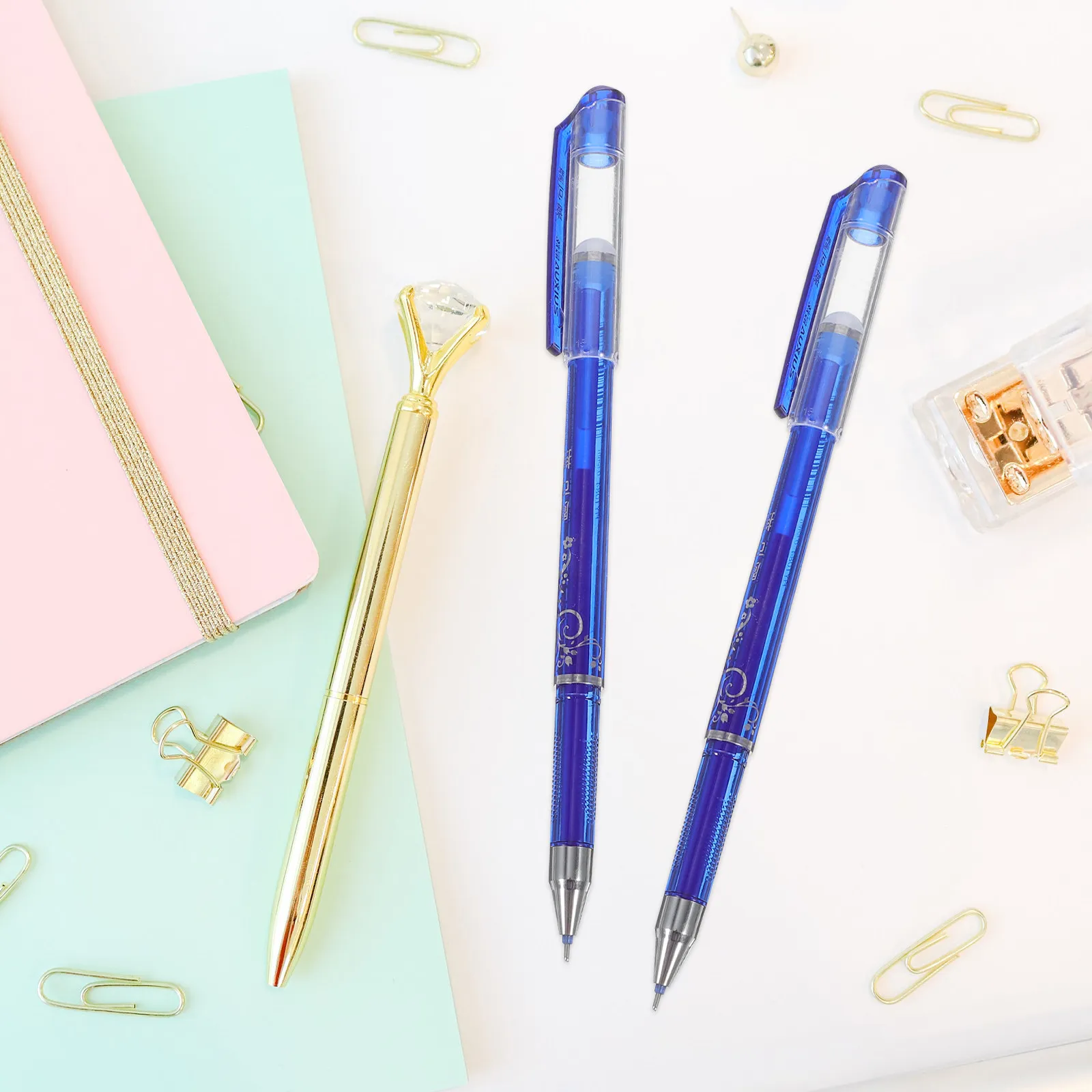 

12Pcs 0.5mm Blue Erasable Pens Fine Point Pen Set for Writing Note Taking Office School Supplies Blue Erasable Pens