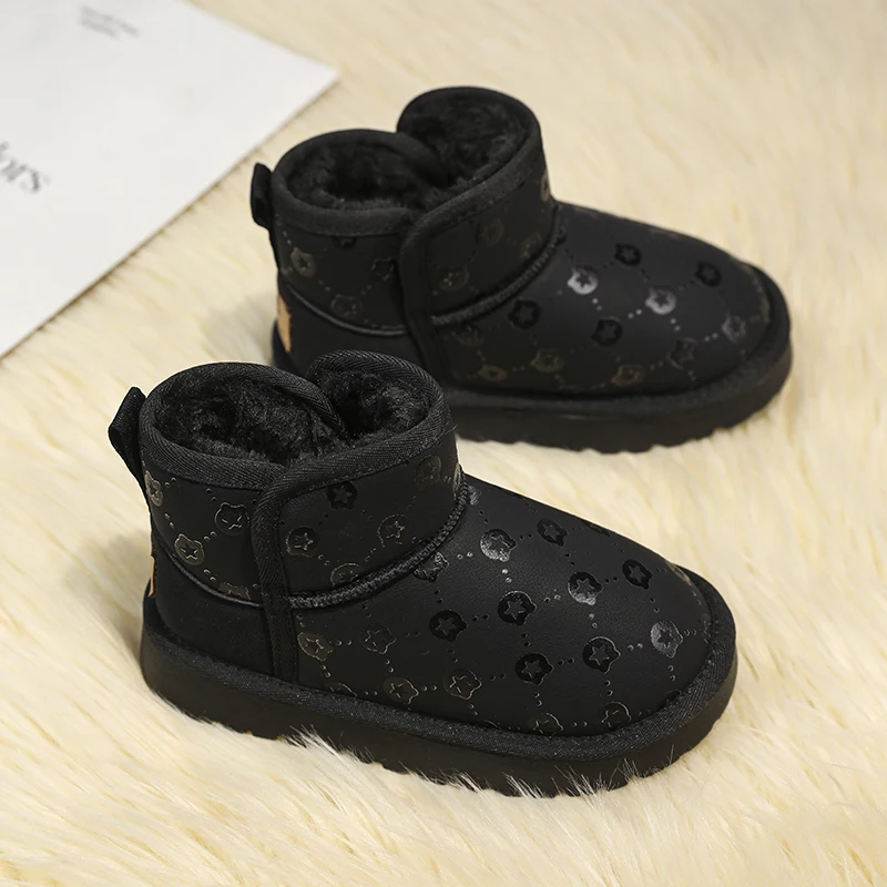 أحذية أطفال مع أحذية ثلج قطيفة، أحذية قطنية للدفء، دواسات قدم للرجال والنساء، أحذية أطفال، أحذية قطنية