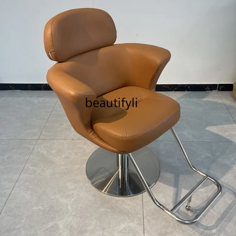 

For Hair Salon Barber Shop Hair Lifting Rotating Stainless Steel Black Hair Cutting Chair Beauty Salon Hot Dyeing Chair