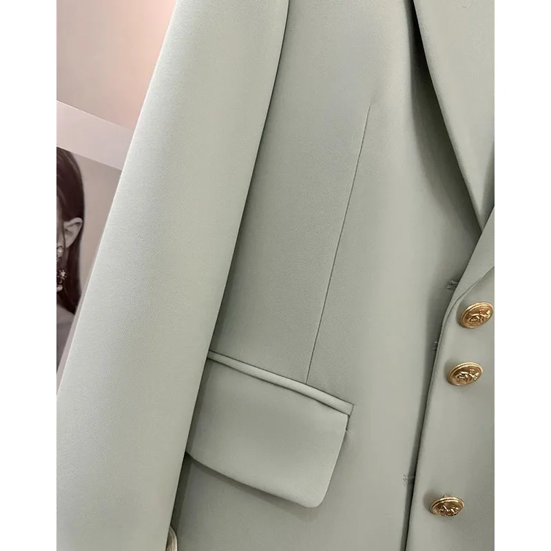 Spring Autumn Leisure Women Long Sleeve Small Suit Coat Female Solid Color Blazer Jacket Loose Ladies Single Row Buckle Tops