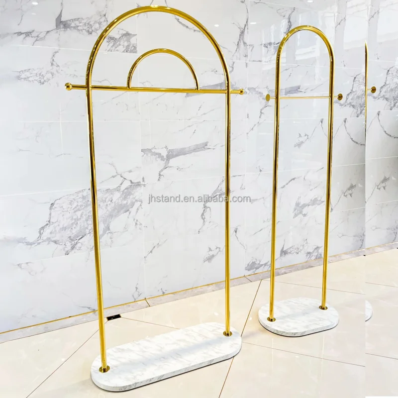 custom.Boutique Clothing Display Racks Shiny Gold Garment Shelf Women Clothing Store Stainless Steel Clothes Display Stand